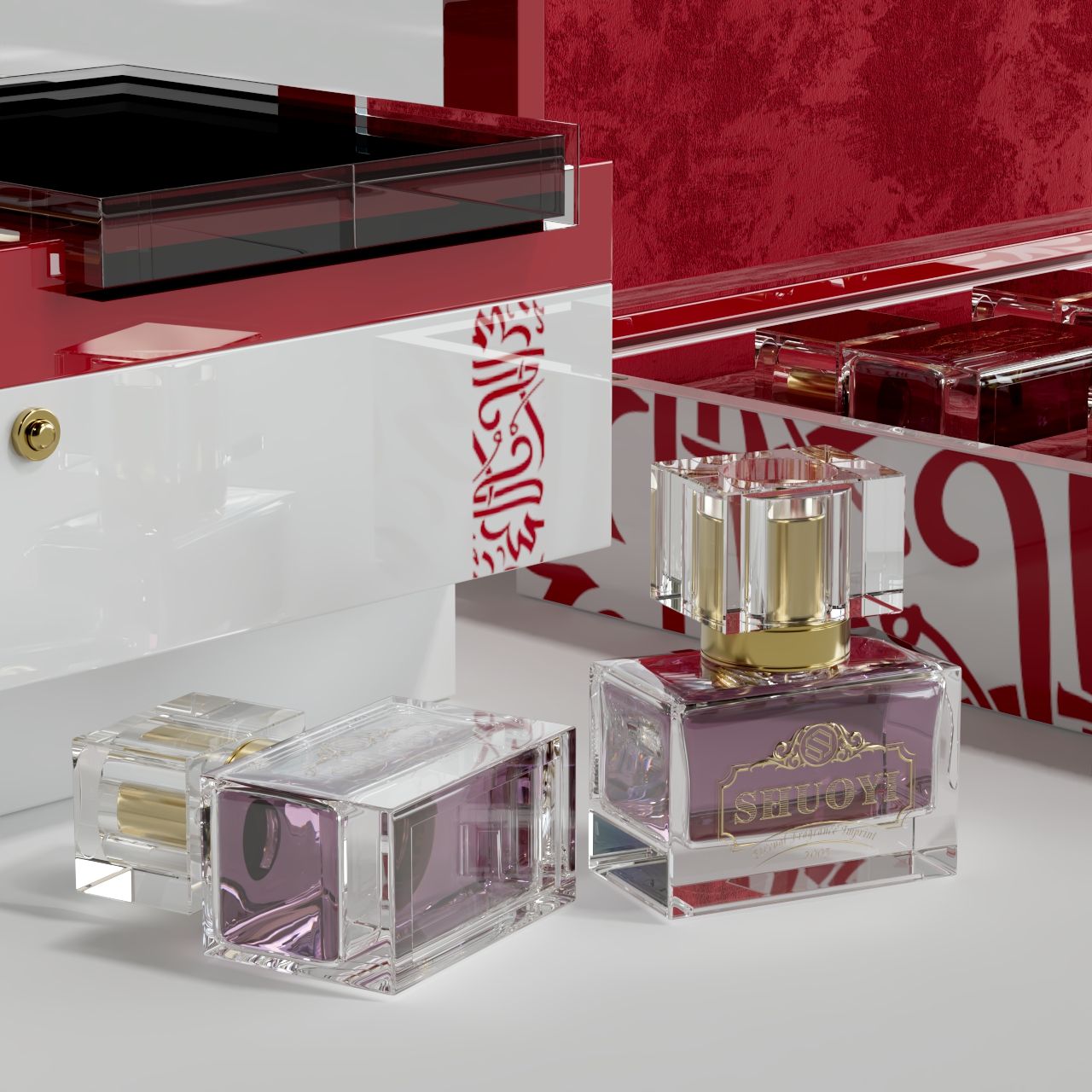 Perfume box with red 