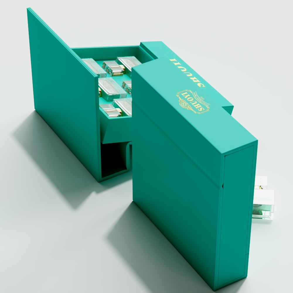 Green color wooden box perfume 
