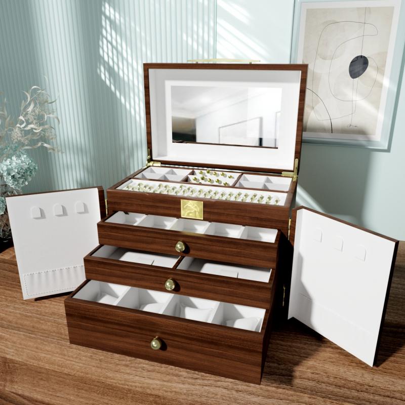 wooden jewelry box with drawer
