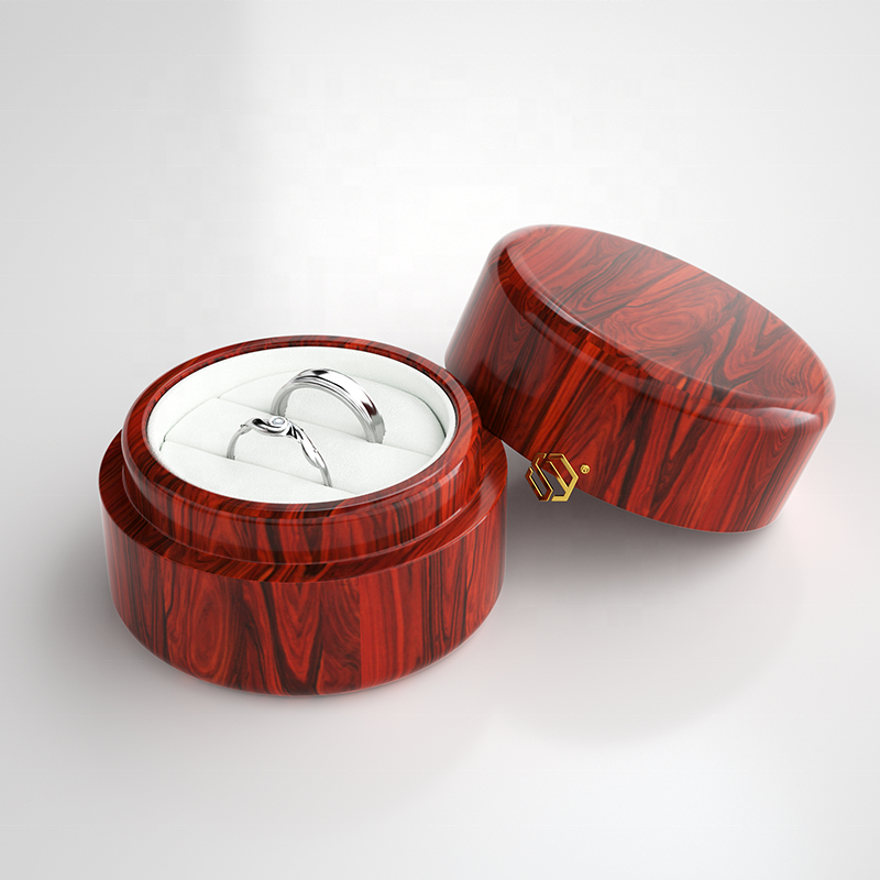 Round Wooden Jewelry Ring Box